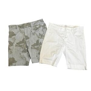 Simple Laguna Women’s “Monaco” Shorts – 2-Pair Bundle-White and Floral Camo Sz 8
